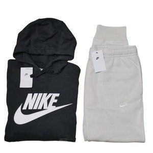 Nike Club Men's Fleece Sweatsuit 2 Pc Tracksuit Matching Bone Beige Tan NWT